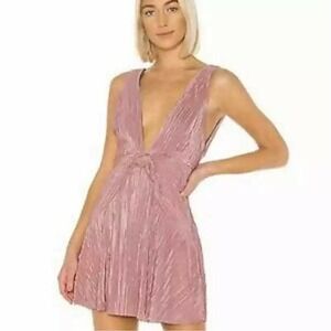 Free People Twist and Shout V Neck Mini Dress Desert Rose NWT Womens Sz 8